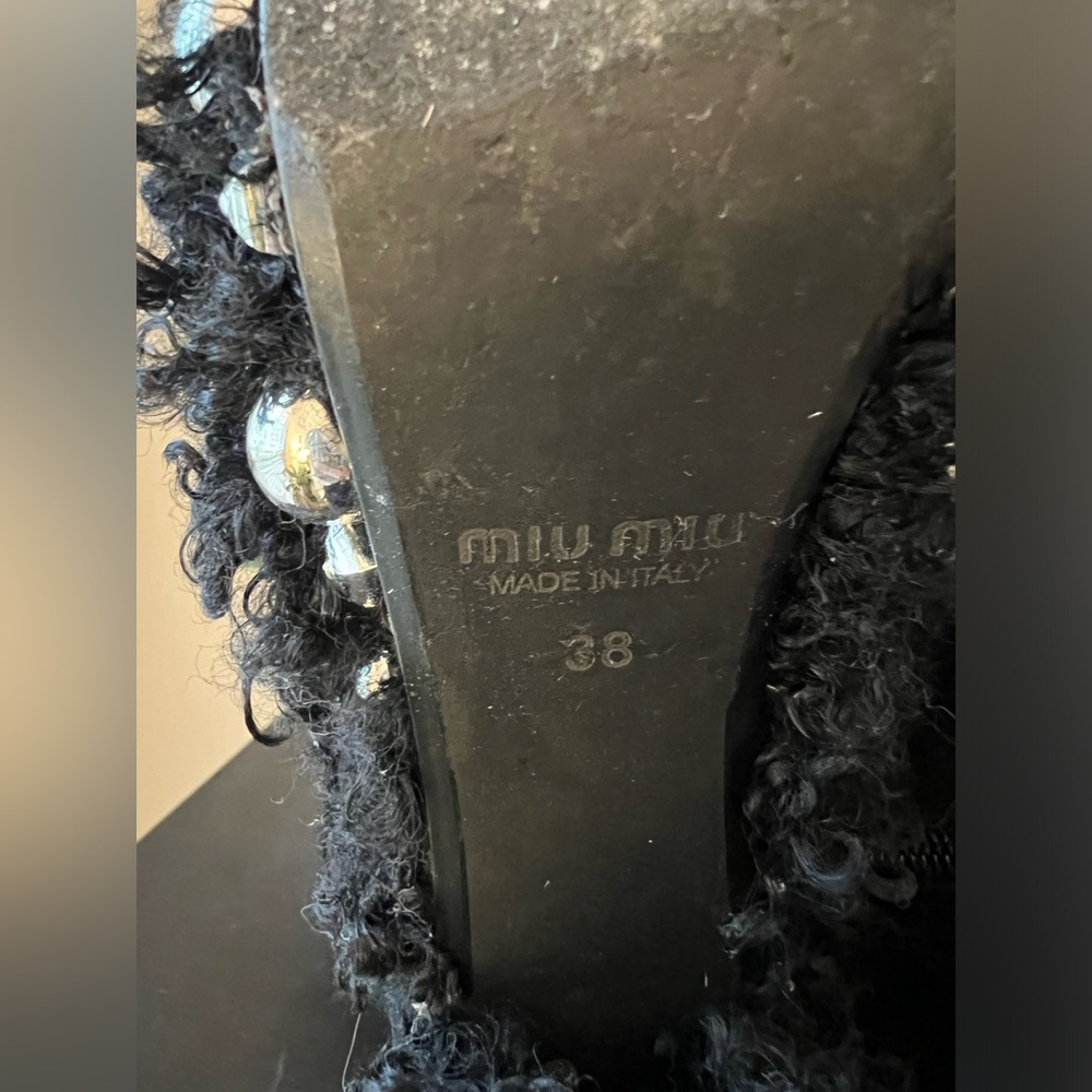 Miu Miu Studded Fuzzy Platform Booties! - image 5